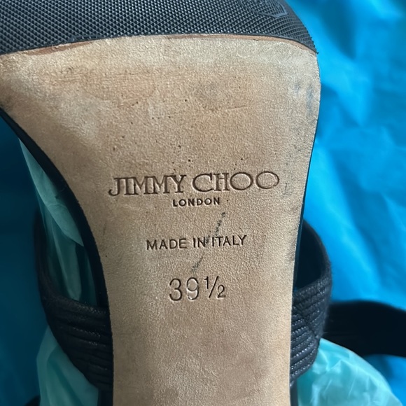 Jimmy Choo black high heel gladiator style with gold bands size 39 1/2 New - Picture 8 of 11